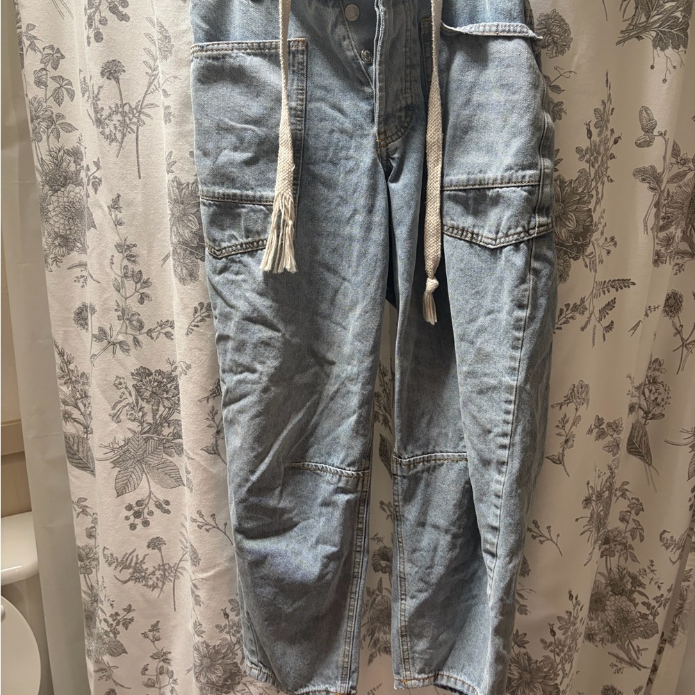 Light Blue Denim barrel style Pants